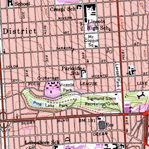 Topographic Map of Dianne Feinstein Elementary School, CA