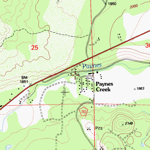 Topographic Map of Paynes Creek, CA