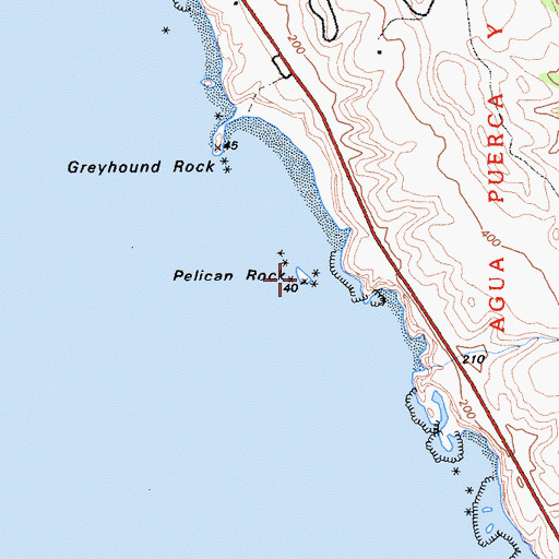 Topographic Map of Pelican Rock, CA
