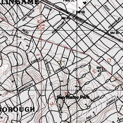 Topographic Map of Pershing School, CA
