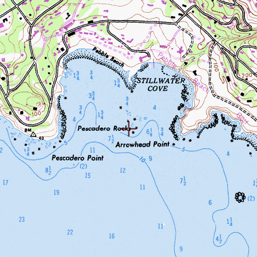 Topographic Map of Pescadero Rocks, CA