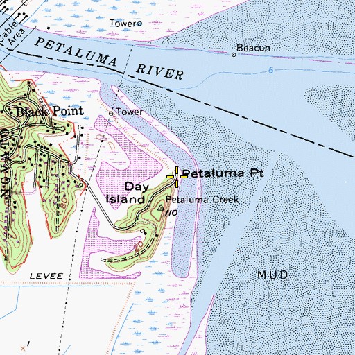 Topographic Map of Petaluma Point, CA