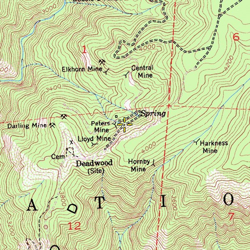 Topographic Map of Peters Mine, CA
