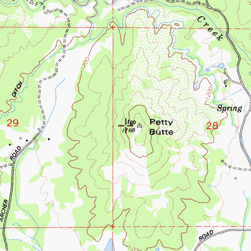 Topographic Map of Petty Butte, CA