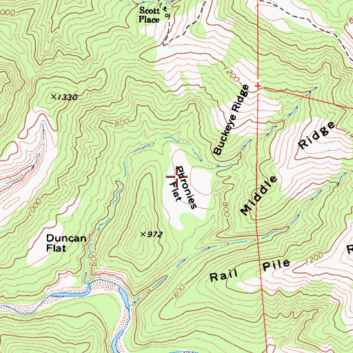 Topographic Map of Phronies Flat, CA