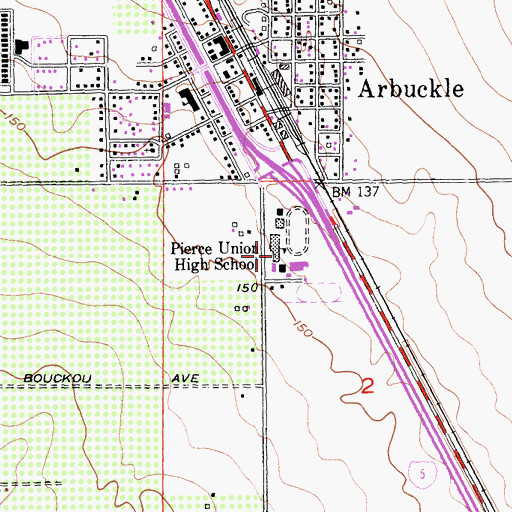 Topographic Map of Pierce High School, CA