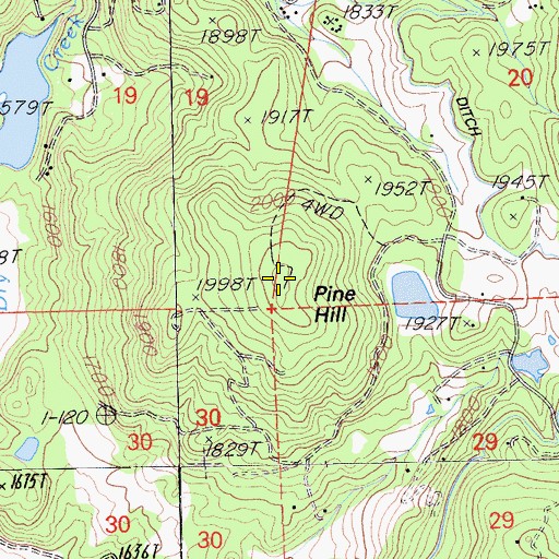 Topographic Map of Pine Hill, CA