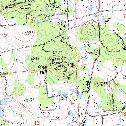 Topographic Map of Pine Hill Mine, CA