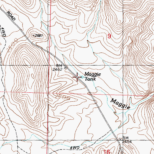Topographic Map of Maggie Tank, AZ