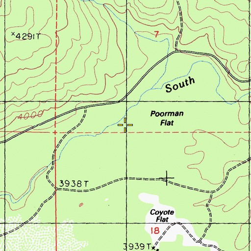Topographic Map of Poorman Flat, CA