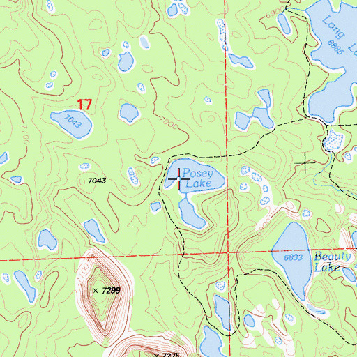 Topographic Map of Posey Lake, CA