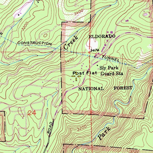 Topographic Map of Post Flat, CA