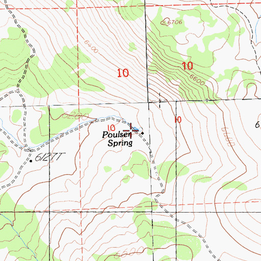Topographic Map of Poulsen Spring, CA