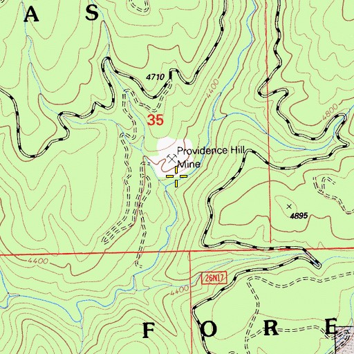 Topographic Map of Providence Hill Mine, CA