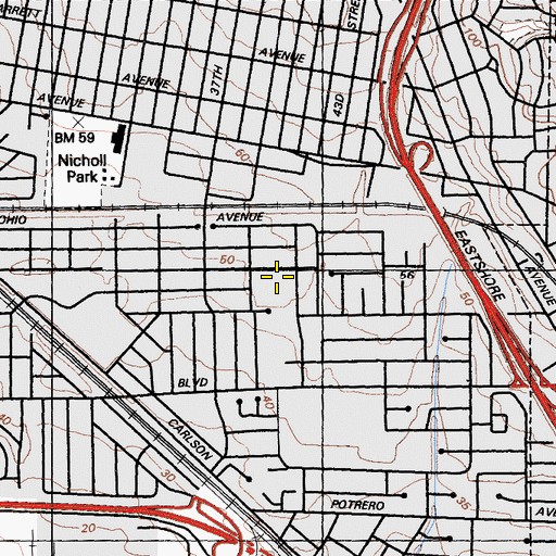 Topographic Map of King Elementary School, CA