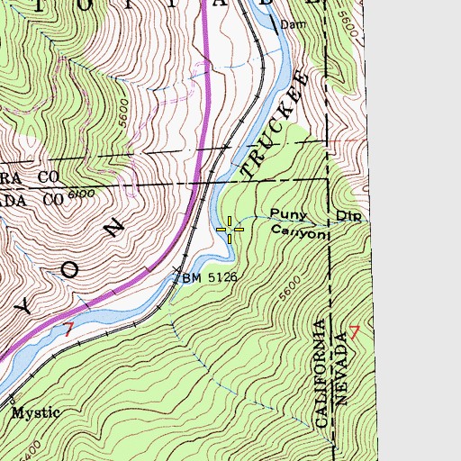 Topographic Map of Puny Dip Canyon, CA
