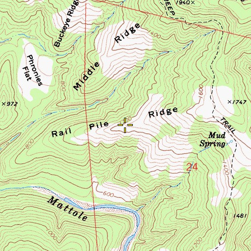 Topographic Map of Rail Pile Ridge, CA