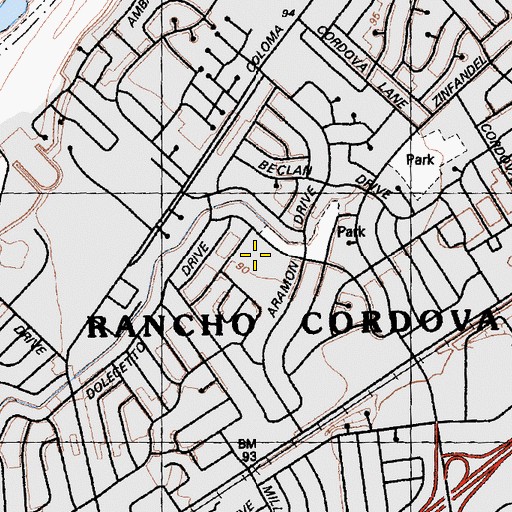 Topographic Map of Rancho Cordova Elementary School, CA