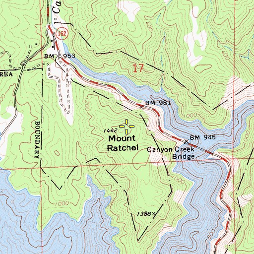 Topographic Map of Mount Ratchel, CA