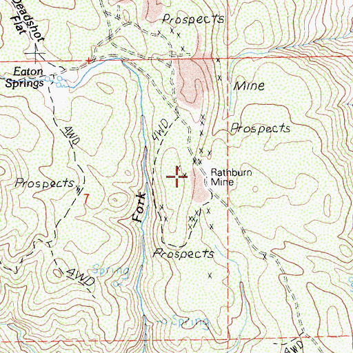 Topographic Map of Rathburn Mine, CA