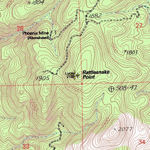 Topographic Map of Rattlesnake Point, CA