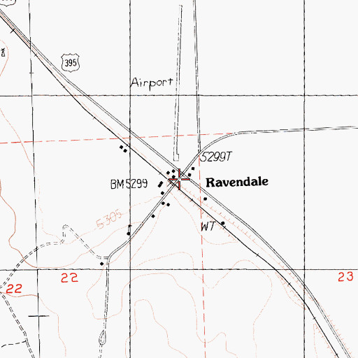 Topographic Map of Ravendale, CA