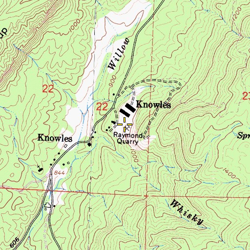 Topographic Map of Raymond Quarry, CA