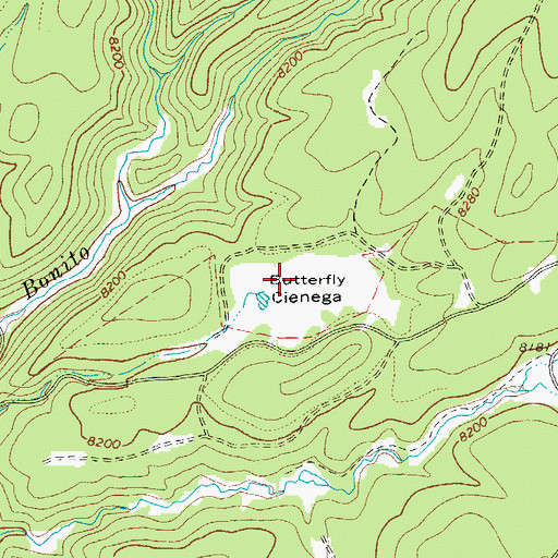 Topographic Map of Butterfly Cienega, AZ