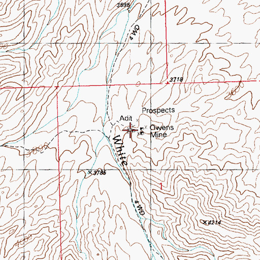 Topographic Map of Owens Mine, AZ