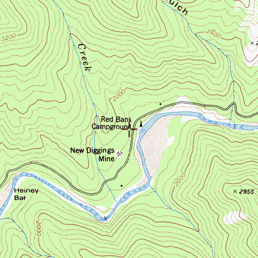 Topographic Map of Red Bank Campground, CA