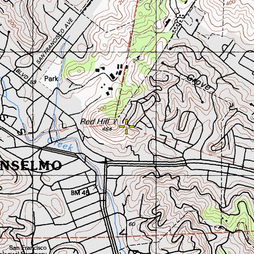 Topographic Map of Red Hill, CA