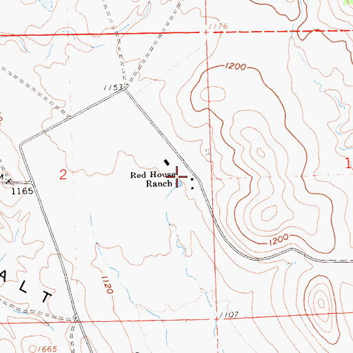 Topographic Map of Red House Ranch, CA