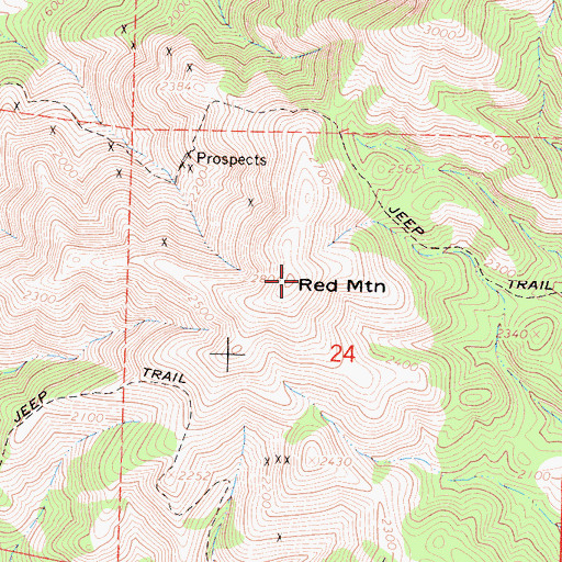 Topographic Map of Red Mountain, CA