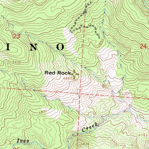 Topographic Map of Red Rock, CA