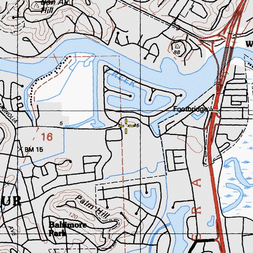Topographic Map of Redwood High School, CA