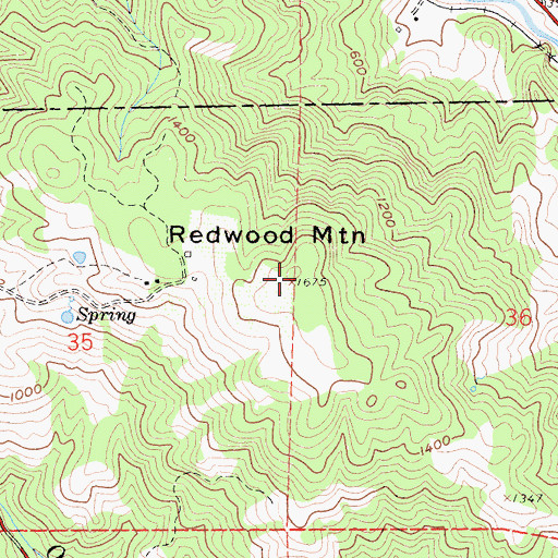 Topographic Map of Redwood Mountain, CA