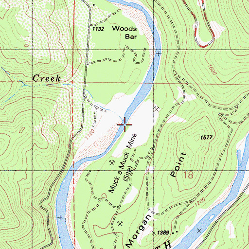 Topographic Map of Reeves Mine, CA