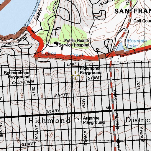 Topographic Map of Richmond Playground, CA