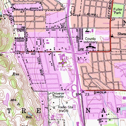 Topographic Map of Temescal High School, CA