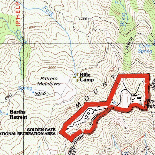 Topographic Map of Rifle Camp, CA