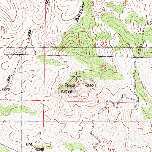 Topographic Map of Red Knob, AZ