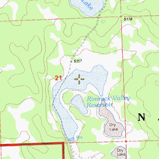 Topographic Map of Rimrock Valley Reservoir, CA
