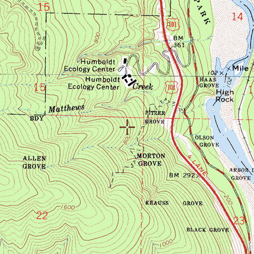 Topographic Map of Ritzer Grove, CA