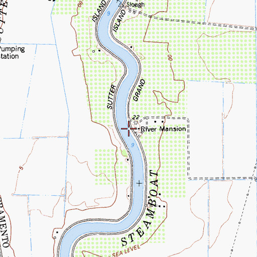 Topographic Map of River Mansion, CA