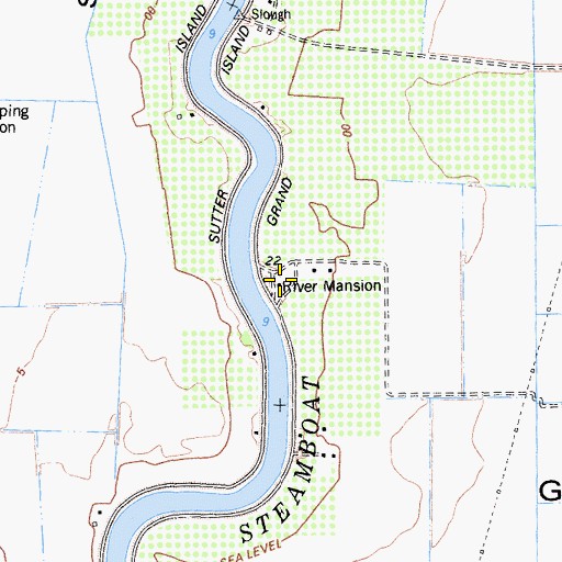 Topographic Map of River Mansion, CA