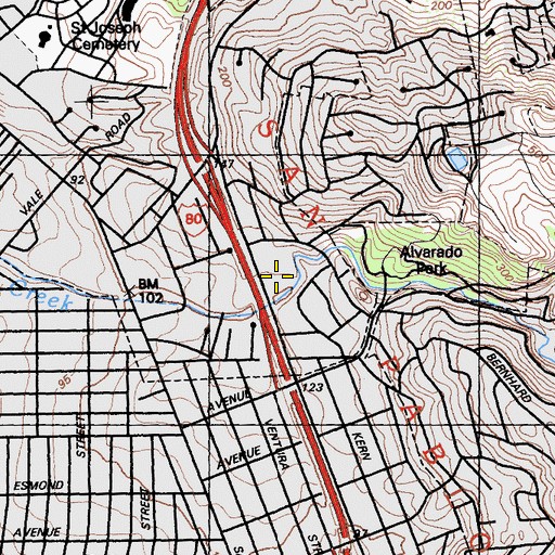 Topographic Map of Riverside Elementary School, CA
