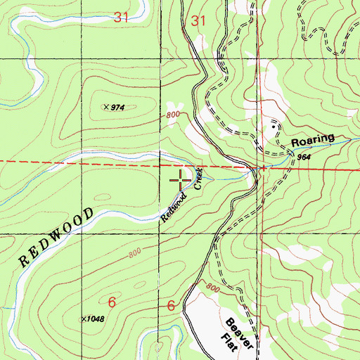 Topographic Map of Roaring Gulch, CA