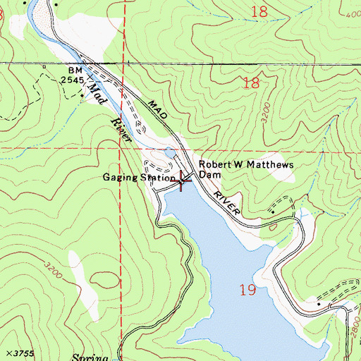 Topographic Map of Robert W Matthews Dam, CA