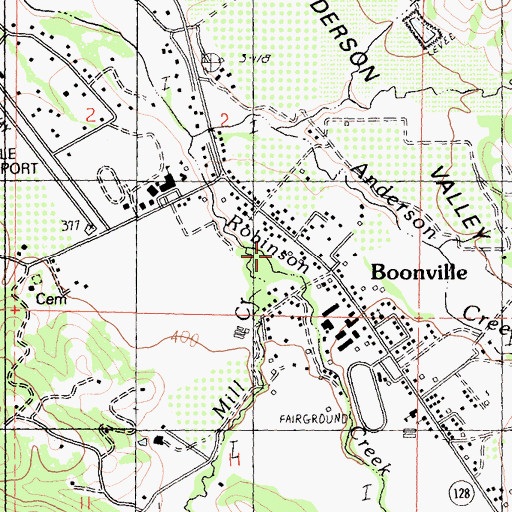 Topographic Map of Robinson Creek, CA