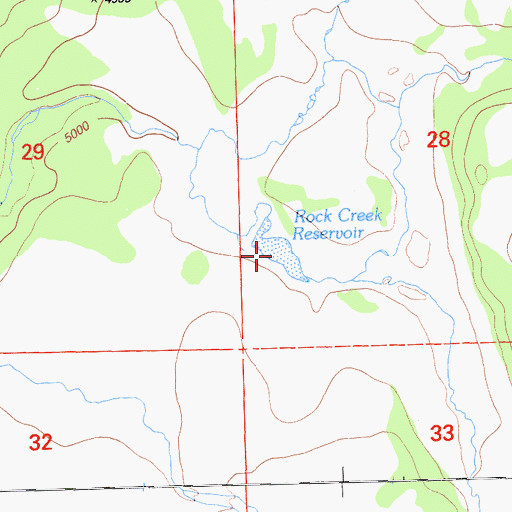 Topographic Map of Rock Creek Reservoir, CA